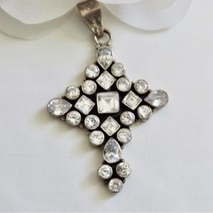 Sterling Silver Antique Gemstone Moissanite Cross
